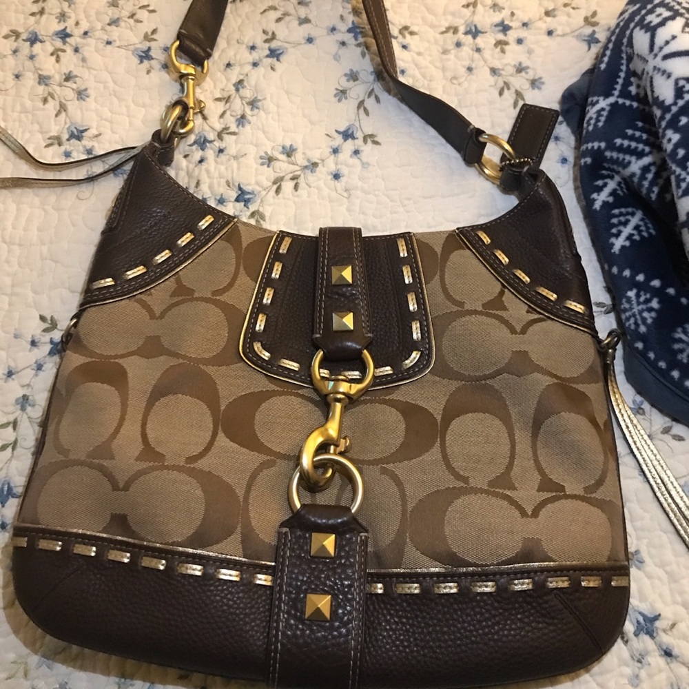 Brown Coach hobo bag